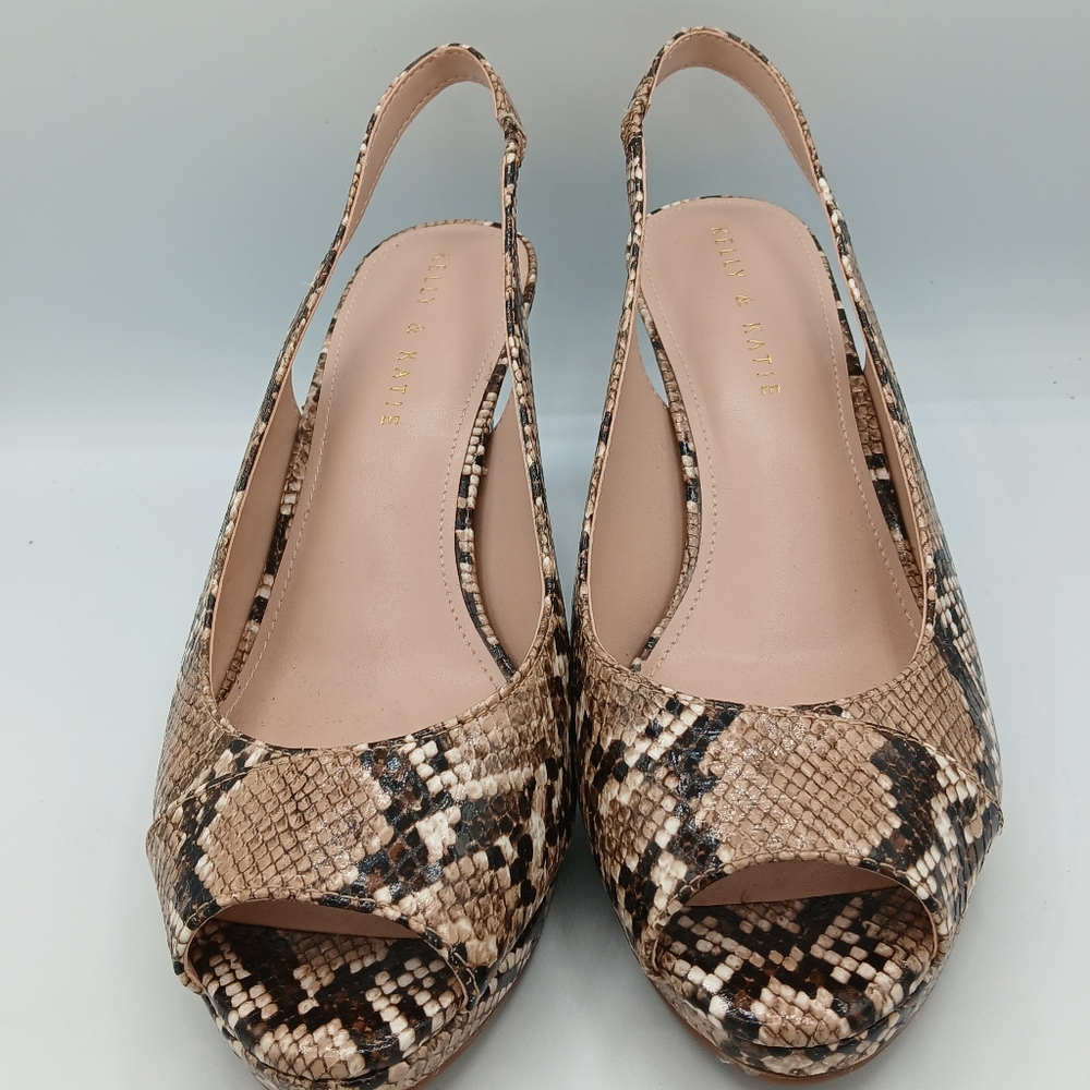 Kelly & Katie-KK NERANI: women's slingback heels, snake pattern, size 9.50 M